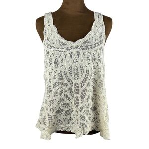 Lace‎ Boho Knit Tank Top Cottagecore Whimsical Bohemian Style
